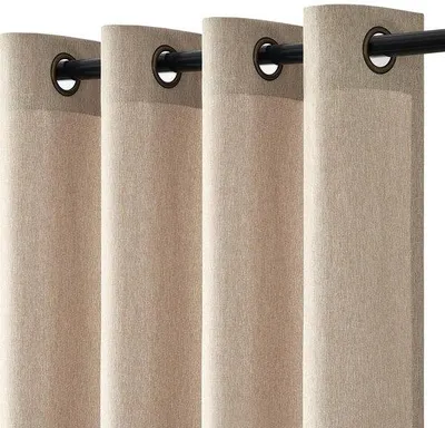 Obrázek produktu pro Unyqoos® Lněné záclony, částečně průsvitné, krátké, s oky – propouštějí světlo, sada 2 kusů, výška 145 cm, šířka 140 cm, vhodné do obývacího pokoje
