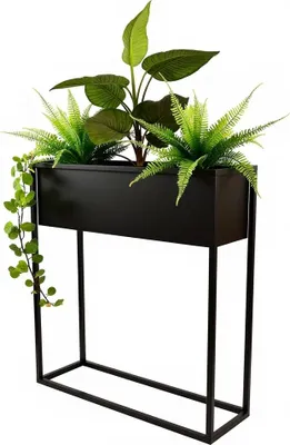 Produktbild von FRAMADO, Pflanzenständer Petto, Metallregal, Blumenständer, 60x21x80cm, Schwarz
