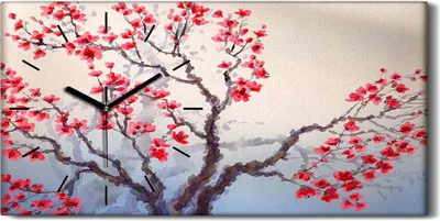 Produktbild von Dekor Leinwand Uhr Wandbilder Geräuschlos 60x30 Malerei Baum Zweige Blumen Kunst - schwarze Hände