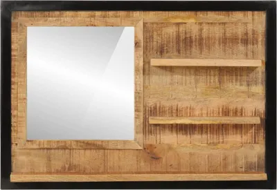 Image de vidaXL Miroir avec étagères 80x8x55 cm verre et bois massif mangue
