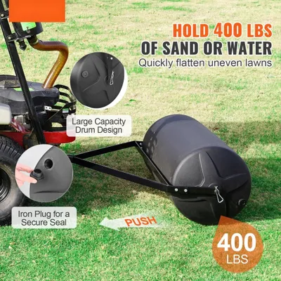 Zdjęcie produktu dla Walec ogrodowy 1240x1158x445mm - Walec ręczny wykonany z LLDPE i Q235 - Walec polowy 181kg z 2 wlotami wody - Walec do trawników - Kompatybilny z popularnymi modelami ATV/ciągników - Idealny do ogrodów i gospodarstw.