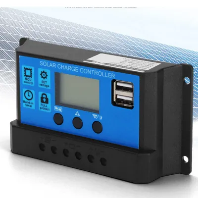 PWM-Solar-Laderegler 12V/24V, 40A, Doppel-USB, LCD-Display