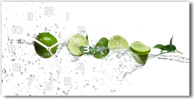 Produktbild von Wanduhr aus Glas – 60x30 cm - Glasbild - Glasuhr - Gehärtetes Glas - weisse-zeiger - Limonka und Wasser