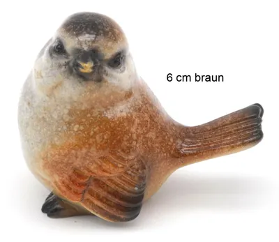 Produktbild von Handbemalter Keramik-Vogel – 6 oder 8 cm in 4 Farben :  braun : 6 cm Farbe:  braun Größe: 6 cm