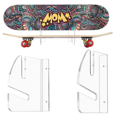 Image de Support mural en acrylique transparent pour skateboard, design épuré, gain de place