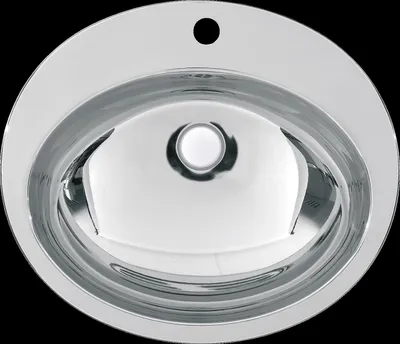 Image de Baignoire ovale KWC, modèle RONDO, en acier inoxydable, dimensions 531 x 159 x 456 mm, avec débordement, finition satinée