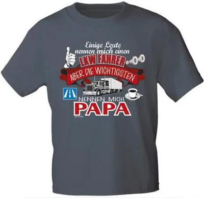 Produktbild von T-Shirt mit Print - LKW-Fahrer..nennen mich Papa - 12955 anthrazitgrau Gr. S-3XL Größe - XXL