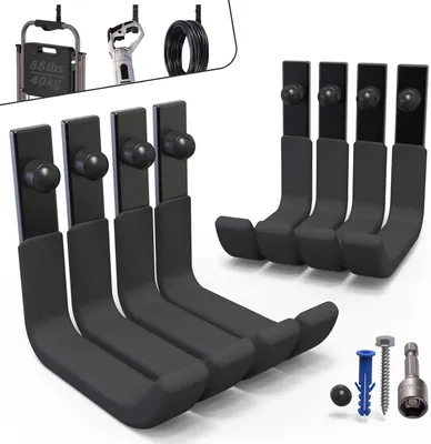 Produktbild von Garagen-Wandhaken 8er-Pack, 10 cm, bis 40 kg, Stahl, für Werkzeug