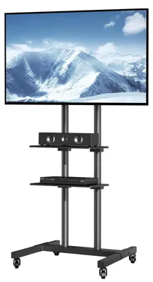 Obrázek produktu pro VEVOR TV stojan s kolečky Univerzální 1510-1696 mm Nastavitelná výška, 100 x 100 mm, 400 x 600 mmm 59,8 kg Nosný podlahový stojan Mobilní TV stojan na vozíku, stabilní držák TV stolek