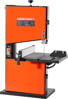 Zdjęcie produktu dla Piła taśmowa VEVOR, 229 mm, piła taśmowa do drewna z silnikiem 373 W (1/2 KM), wysokość cięcia 90 mm, stół 300x300 mm z odlewu aluminiowego, z oświetleniem roboczym 360°, przykładnicą ukośną, przykładnicą wzdłużną, do obróbki drewna