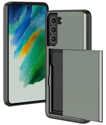 Imagen del producto de Funda Trasera con Ranura para Tarjetas para Samsung Galaxy S21 FE - Verde oscuro
