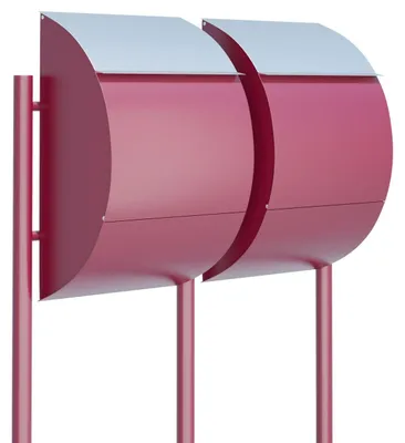 Produktbild von Briefkastenanlage Jumbo for Two in Rot mit Edelstahlklappe