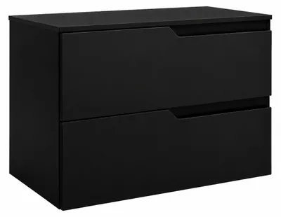 Immagine prodotto di Mobile bagno sospeso, 80 cm, con cassetti, struttura nera e piano nero, dimensioni 80 x 46 x 58,6 cm, Immagine generata dall'IA