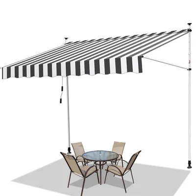 Produktbild von Jopassy Markise Klemmmarkise Höhenverstellbare Balkonmarkise Sonnenschutz Markise ohne Bohren für Terrasse Balkon 350cm Weiß Grau
