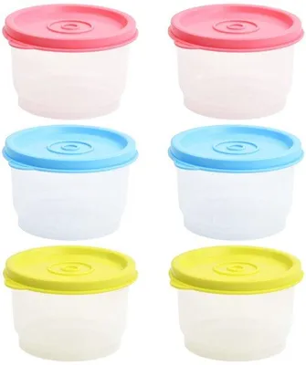 Obrázek produktu pro Sada 6 malých kuchyňských nádob s víčky, 160 ml – nádoby s víčky z plastu, které nepropouštějí tekutiny, vhodné do mikrovlnné trouby a mrazničky, lze mýt v myčce