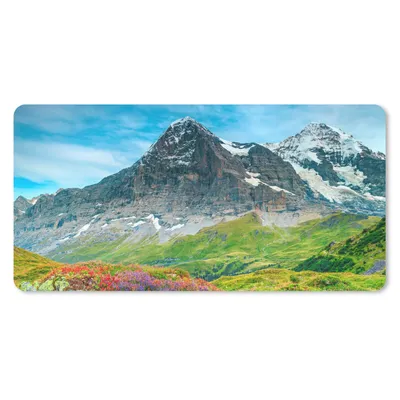 Produktbild von MuchoWow® Schreibtischunterlage Blumen - Berge - Schnee - Landschaft 80x40 cm - XXL Mauspad - Gaming Mauspad