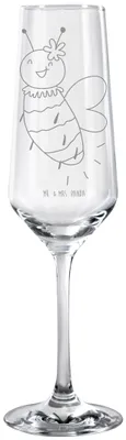 Produktbild von Mr. & Mrs. Panda Kelchglas Biene Blume - Transparent - Geschenk, Champagnerglas, Sektglas graviert, Glas, Trinkglas, Sektkelch