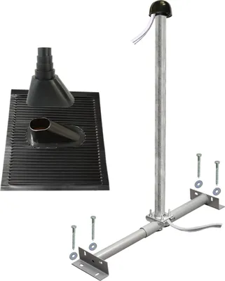 Produktbild von PremiumX BASIC Dachsparrenhalter 100cm SAT Mast Alu Abdeckblech Set schwarz