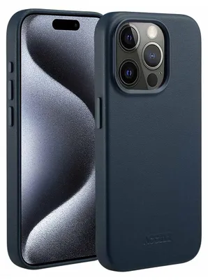 Immagine prodotto di Accezz MagSafe Cover posteriore in pelle per iPhone 15 Pro - Blu notte