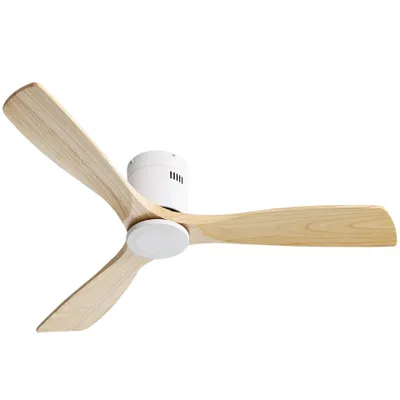 Produktbild von LINGDA 52 Zoll Deckenventilator Natur 3 Massivholzblätter Geräuschlos Reversibler DC-Motor Fernbedienung Für Wohnzimmer