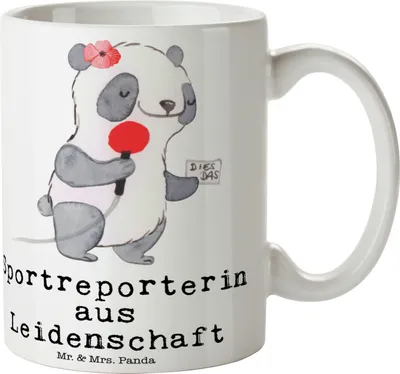 Produktbild von Mr. & Mrs. Panda Tasse Sportreporterin Leidenschaft - Weiß - Geschenk, Becher, haferl, Kaffeebecher, Teetasse, Kaffeetasse