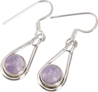 Produktbild von Indische Silberohrringe, Ethno Ohrringe, Boho Ohrhänger - Amethyst, Silber-Farben, SterlingSilber, 2,5*1 cm, Silberohrringe