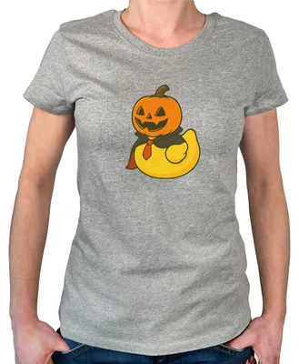Produktbild von Huuraa Damen T-Shirt Quietscheente Halloween Comic Gummiente L Sport Grey Bio Baumwolle Fairtrade Damenshirt Geschenkidee