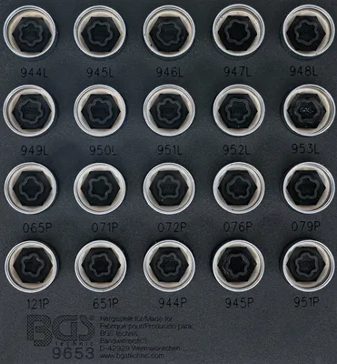 Produktbild von BGS 9653 Felgenschloss-Werkzeug-Satz für Volvo, 20 -tlg.