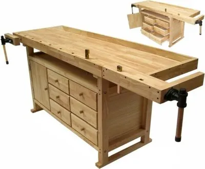 Produktbild von Massivholz Hobelbank 06046 Werkbank 2010 Schrank Arbeitstisch Hobel Werktisch