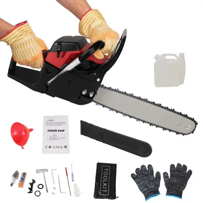 Image de Tronçonneuse à essence - 58 cm³, 2,2 kW - guide-chaîne de 50 cm - 11 500 tr/min - lubrification automatique de la chaîne - pour l'abattage d'arbres et la préparation de bois de chauffage