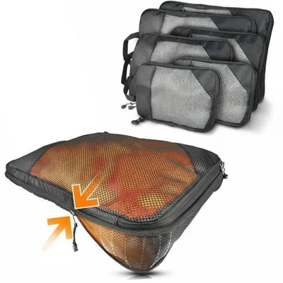 Produktbild von Famanu Set mit Schuhbeutel und Wäschebeutel - Verpackungswürfel zur Kompression für Koffer oder Rucksack