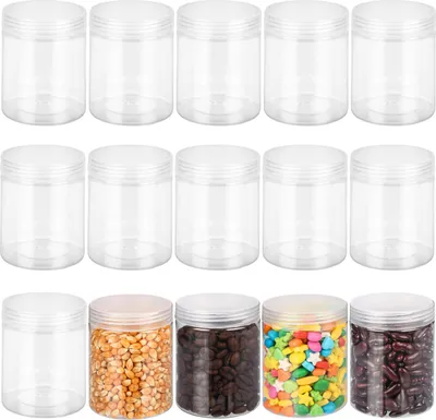 Produktbild von Belle Vous 15 Stk Kunststoffdose mit Deckel Transparent – Kosmetik Tiegel Döschen mit Deckel Rund 240ml - Leere Kosmetik Behälter als Creme Dosen, für