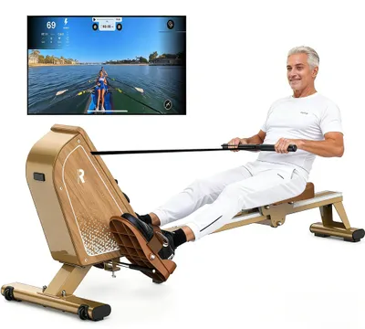 Imagen del producto de Remo ergómetro - Resistencia magnética con 16 niveles - Capacidad máxima de carga: 150 kg - Equipo de fitness para entrenamiento cardiovascular - Se puede guardar en vertical