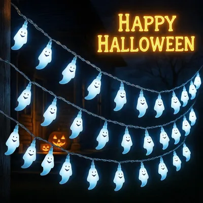 Lichterkette Halloween, 20 LEDs, 3 m, batteriebetrieben, für drinnen und draußen