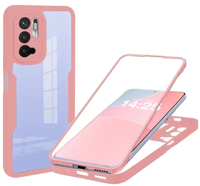 Produktbild von 360 Grad Rundum Schutz Handyhülle für Xiaomi Redmi Note 10 5G Full Cover Vollschutz Case Farbe: Rose