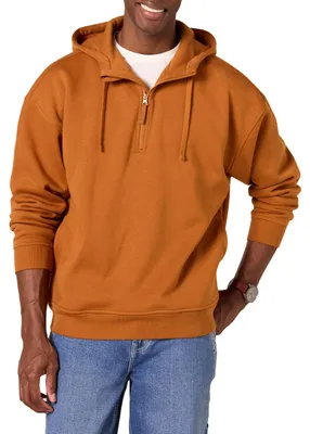 Zdjęcie produktu dla A. Bluza z kapturem dla mężczyzn Essentials, oversize, z zamkiem na ¼