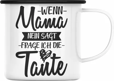 Produktbild von Trendation - Emaille Tasse für Neffen Neffin von Tante Geschenk Lustige Geschenkidee (Schwarz)