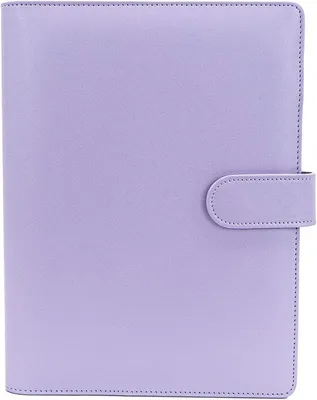 Produktbild von A5 Leder-Budgetmap, 6-Ringenmap für Budgetplaner, Persönlicher Organizer - Füllbarer Notizbuch-Planer-Hülle - Für A5 Planer-Einlagen und Füllmaterial - Kunstleder - Mit magnetischer Schließe - 6 Ringen - Lila