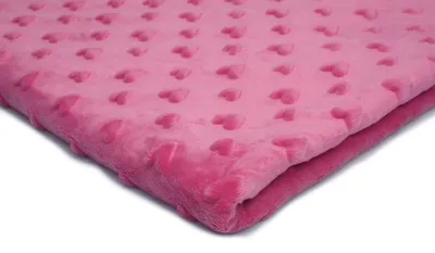 Zdjęcie produktu dla Minky polarowa tkanina z wzorem serca, kolor fuksja, wymiary 50 x 155 cm