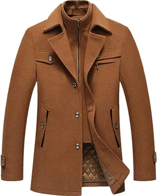 Produktbild von ASKSA Pánský středně dlouhý zimní kabát z vlny, hnědá, 3XL