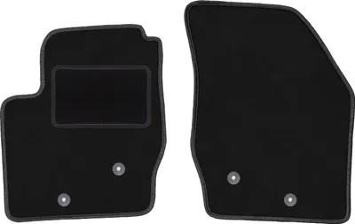 Image de Tapis de sol avant velours sur-mesure pour Volvo XC90 I (2002-2014, SUV 7 places) noir, jeu 2 pièces, fixations - STANDRAD