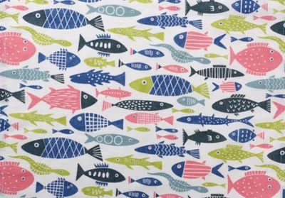 Produktbild von Tischset Platzmatte Fisch - bunte Fische 2 teilig - Halbleinen