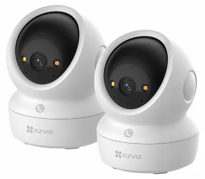 Produktbild von EZVIZ H6c Pro 3K Innenkamera 2er-Set – 360° Pan & Tilt – KI-Personenerkennung – WiFi 6 – MicroSD & Cloud