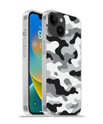 Produktbild von MuchoWow® Handyhülle Schutzhülle Hülle für Apple iPhone 14 - Softcase Schwarz-weißes Camouflage-Muster Silikon Softcase Handy Hülle - Mobiltelefonhülle
