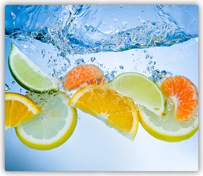 Produktbild von Tulup Glas Herdabdeckplatte Glaskeramikkochfeld-Abdeckung Spritzschutz Glasabdeckplatte Kochplattenabdeckung und Schneidebrett - Einteilig - 60x52 cm Zitrusfrüchte Wasser