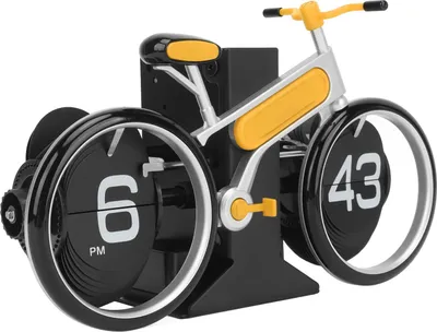 Produktbild von Fahrrad-Klappuhr, kreatives automatisches Down-Desktop-Spielzeug zum Stressabbau für das Heimbüro, 12-Stunden-Modus, Gelb