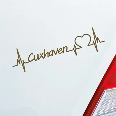 Produktbild von Auto Aufkleber Cuxhaven Herz Puls Stadt City Liebe Love Herzschlag Heimat 19x5 cm Gold Sticker Heckscheibenaufkleber