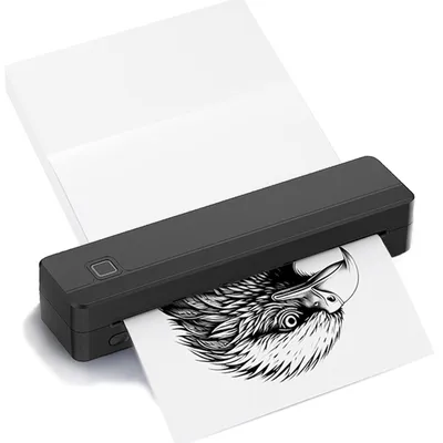 Produktbild von INF Tragbarer A4-Mini-Thermodrucker mit Bluetooth, tintenfreiem Druck und kompaktem Design Schwarz