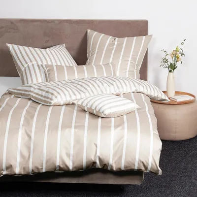 Produktbild von Janine Interlock Jersey Bettwäsche Classic Streifen 135x200 cm + 80x80 cm naturell