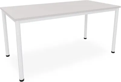 Productafbeelding van Bureau/vergadertafel in verschillende maten en kleuren, met een wit metalen frame. Conferentietafel, bureau (breedte: 160 cm, diepte: 80 cm, lichtgrijs)